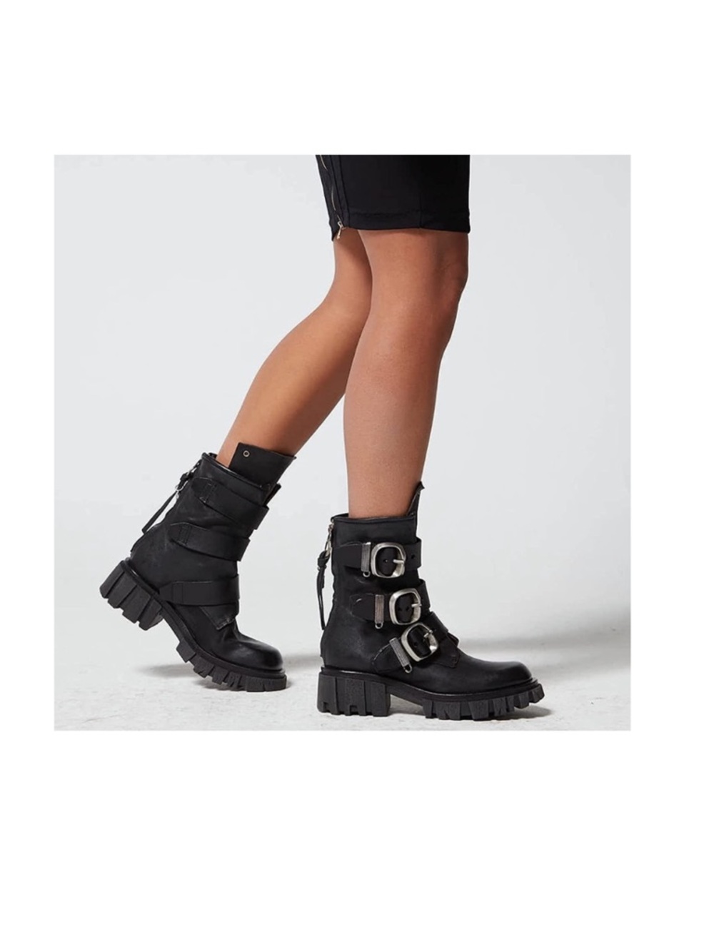 A.S.98 leather Hamish moto biker buckle boots